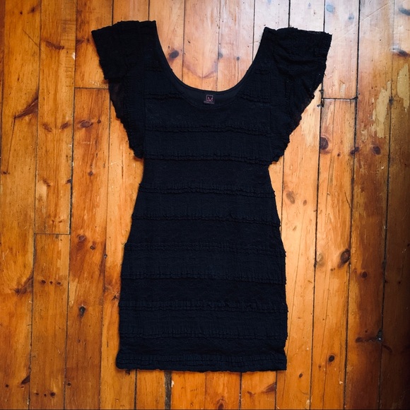 Material Girl Black Layered Ruffle Lace Dress - Picture 3 of 4